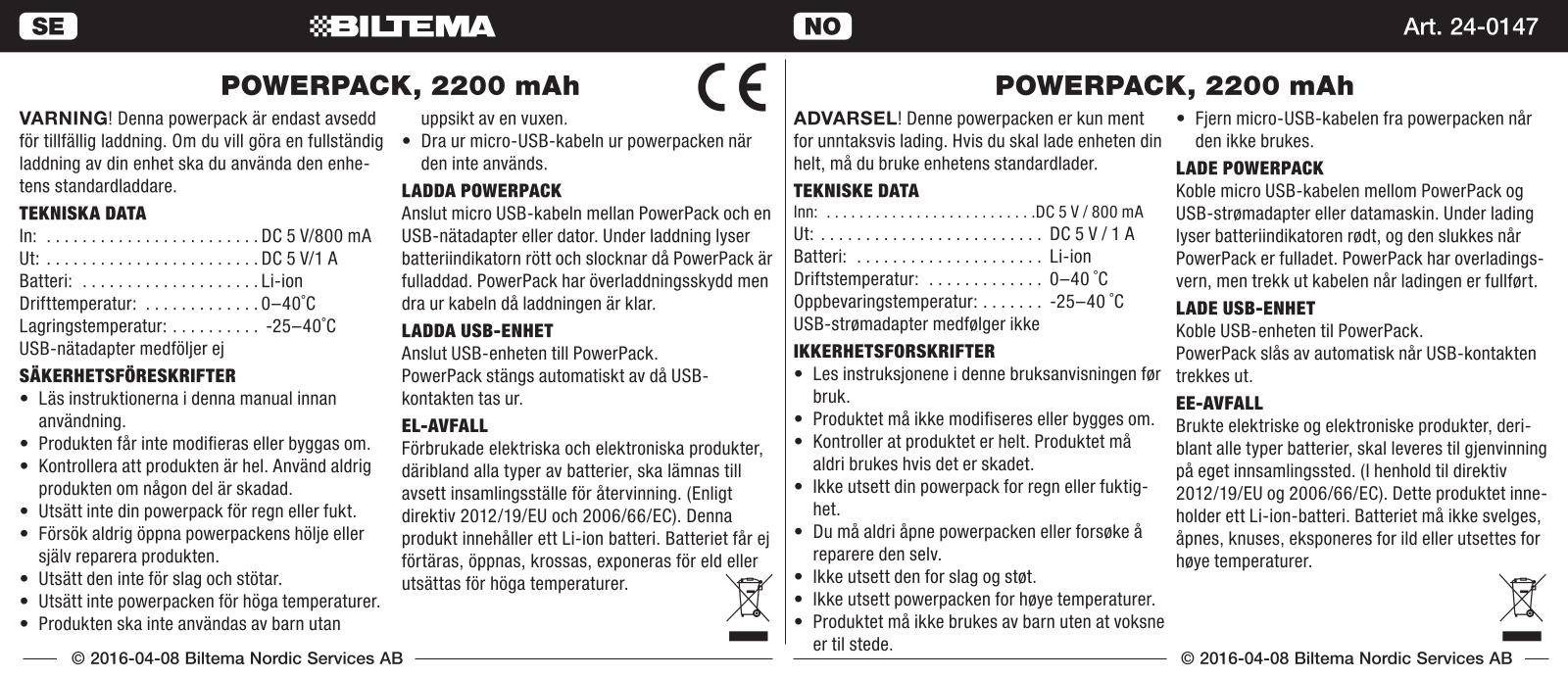 Biltema 24-0147 User Manual