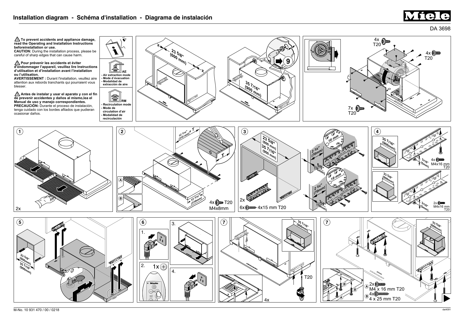 Miele DA3698 Assembly Guide