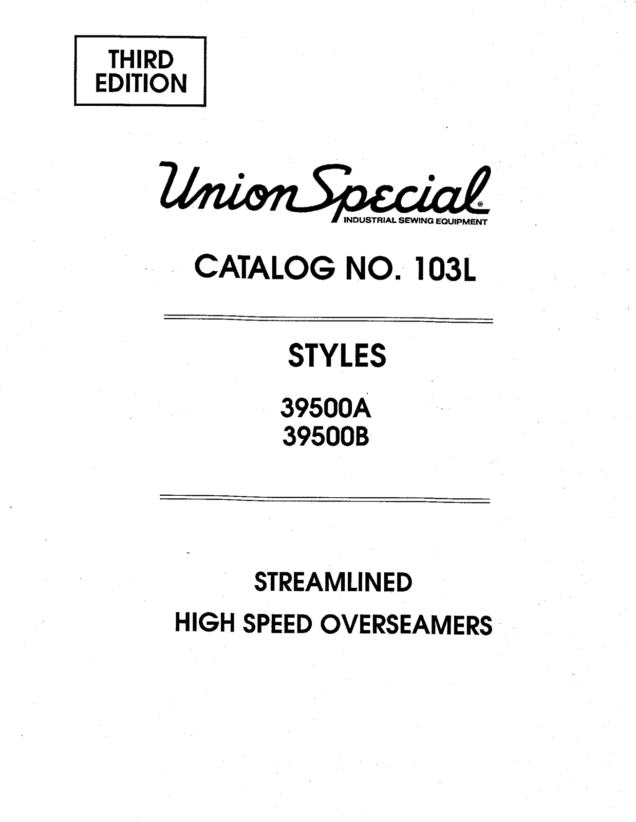 Union Special 39500A, 39500B Parts List