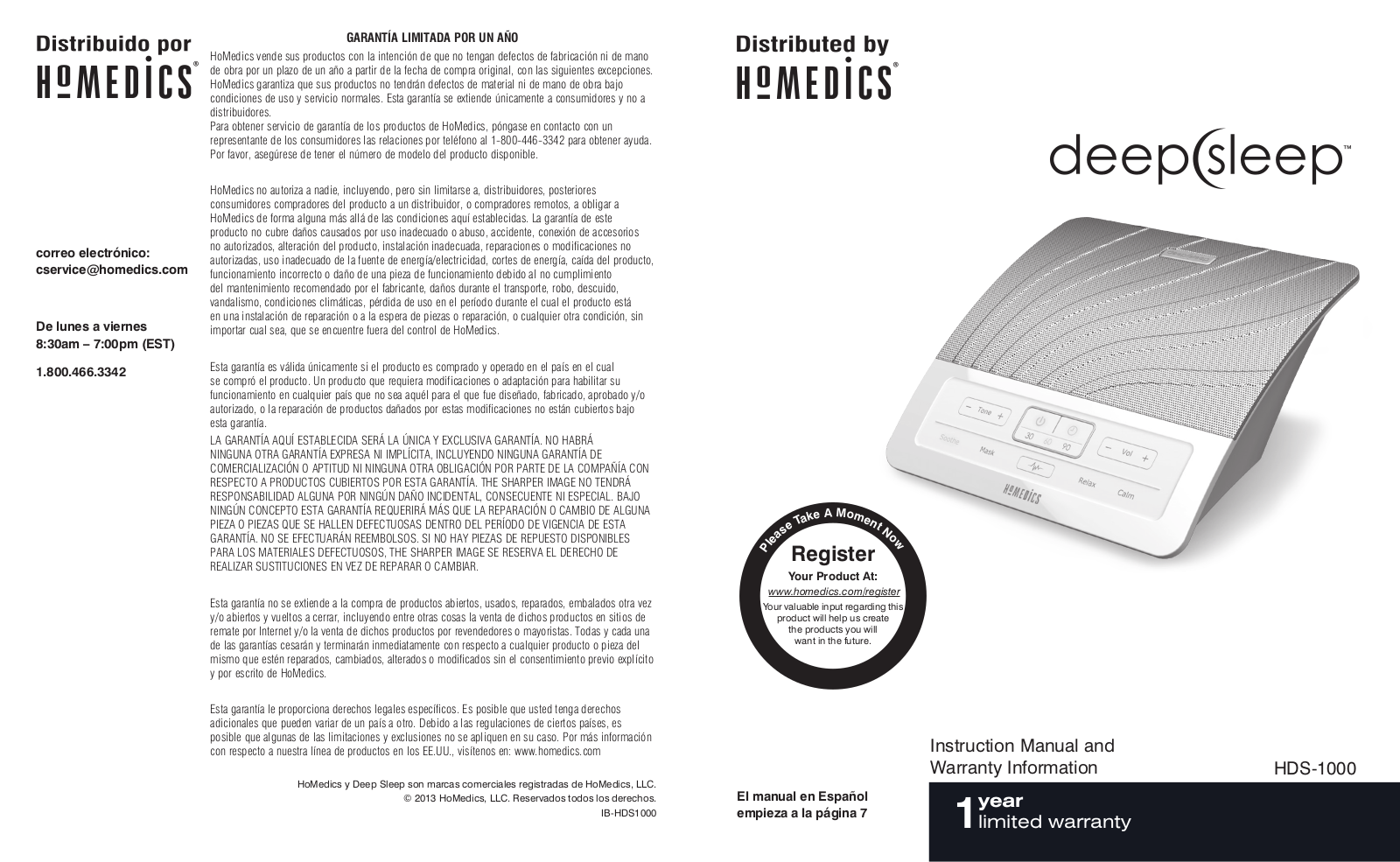 HoMedics HDS-1000 User Manual