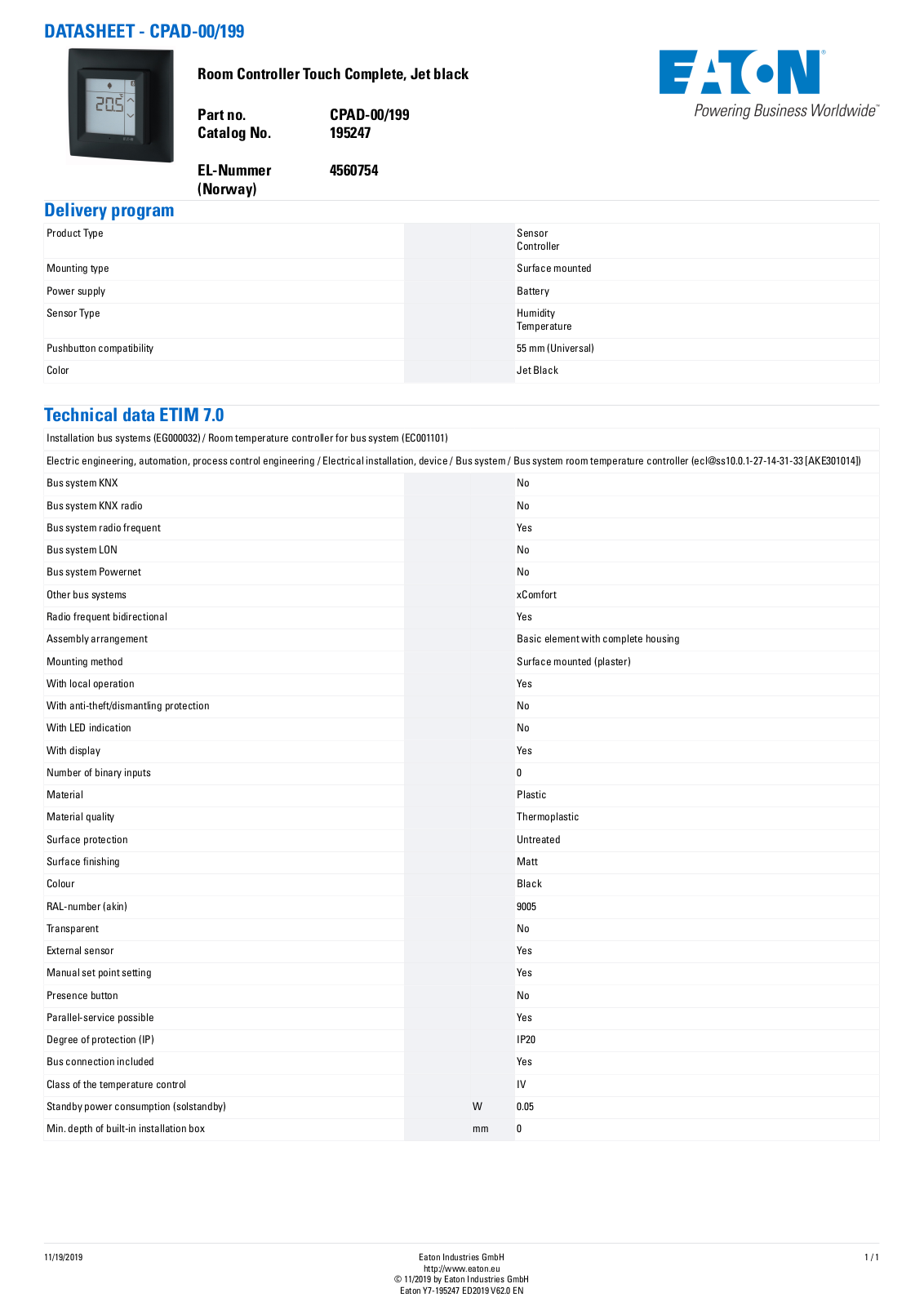 Eaton CPAD-00-199 User Manual