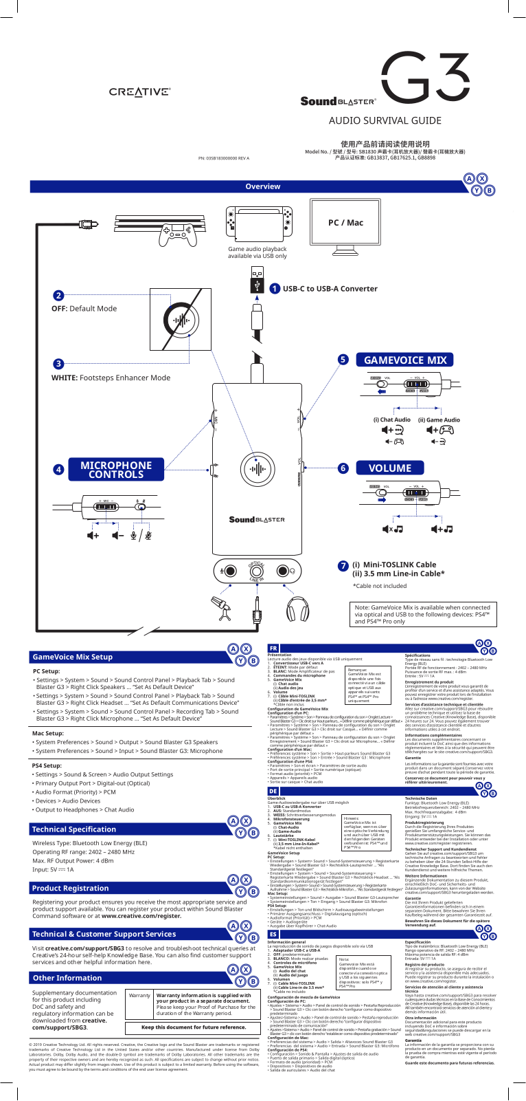 Creative USB Sound Blaster G3 User Manual