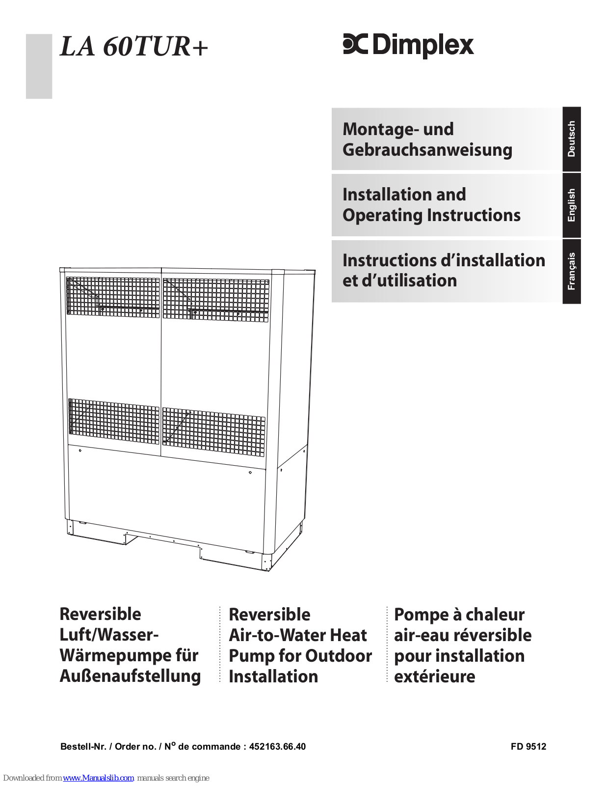 Dimplex LA 60TUR+ Installation And Operating Instructions Manual