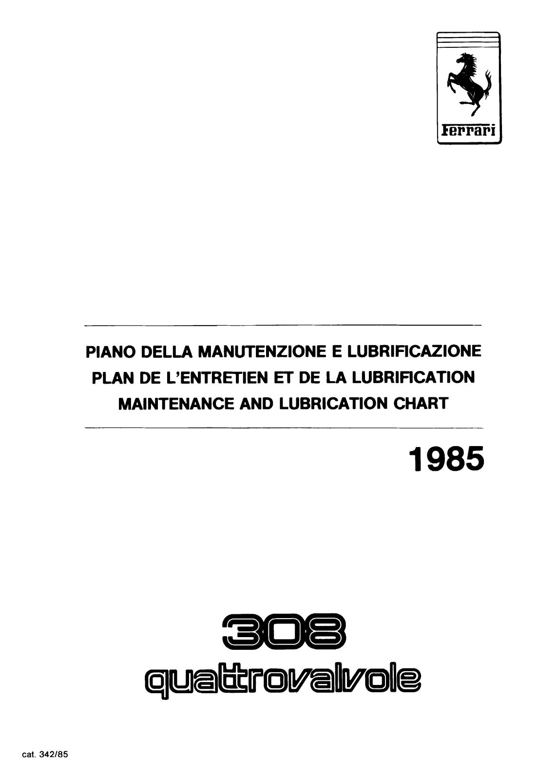 Ferrari 308 1985 User Manual