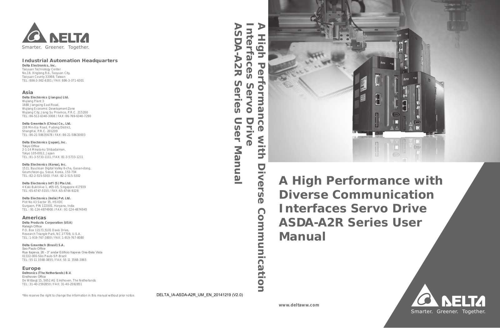 Delta ASD-A2R-0421, ASD-A2R-1521, ASD-A2R-0721, ASD-A2R-0121, ASD-A2R-1021 User Manual