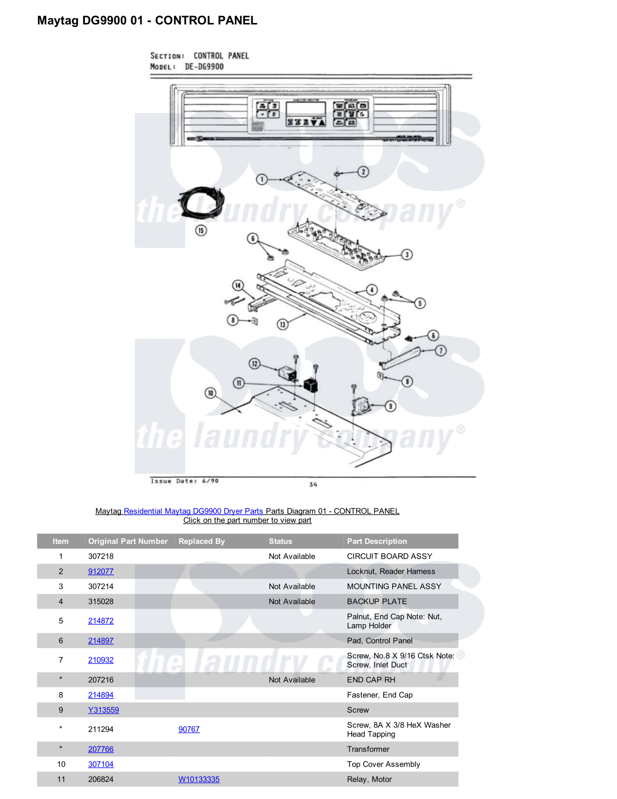 Maytag DG9900 Parts Diagram