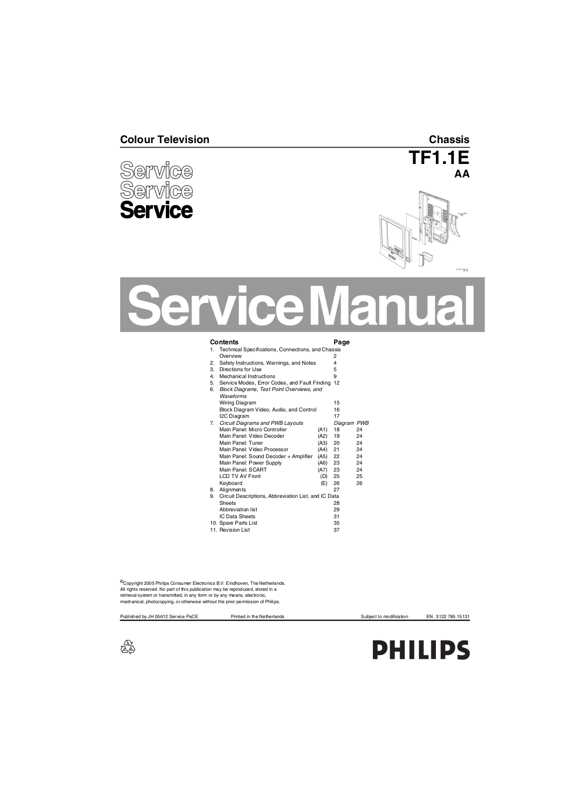 Philips TF1.1E, TF1.E AA Schematic