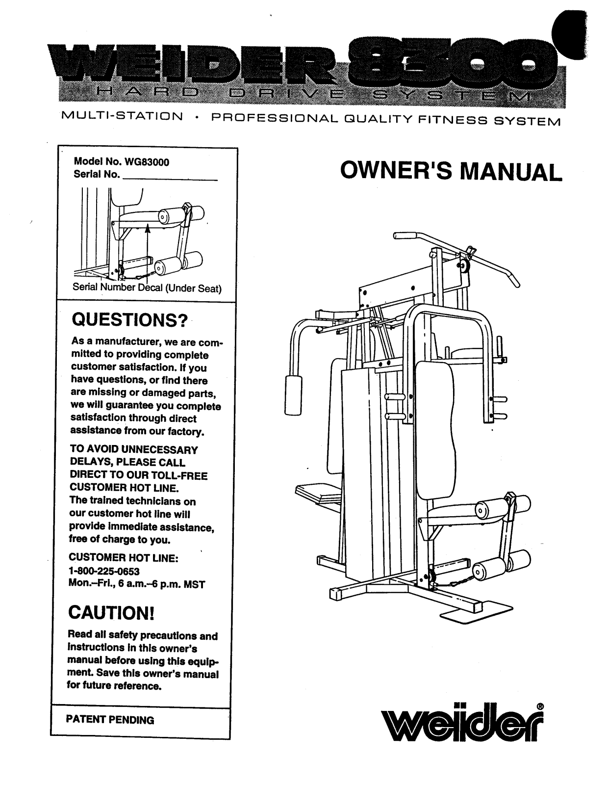 Weider 8300 Owner's Manual