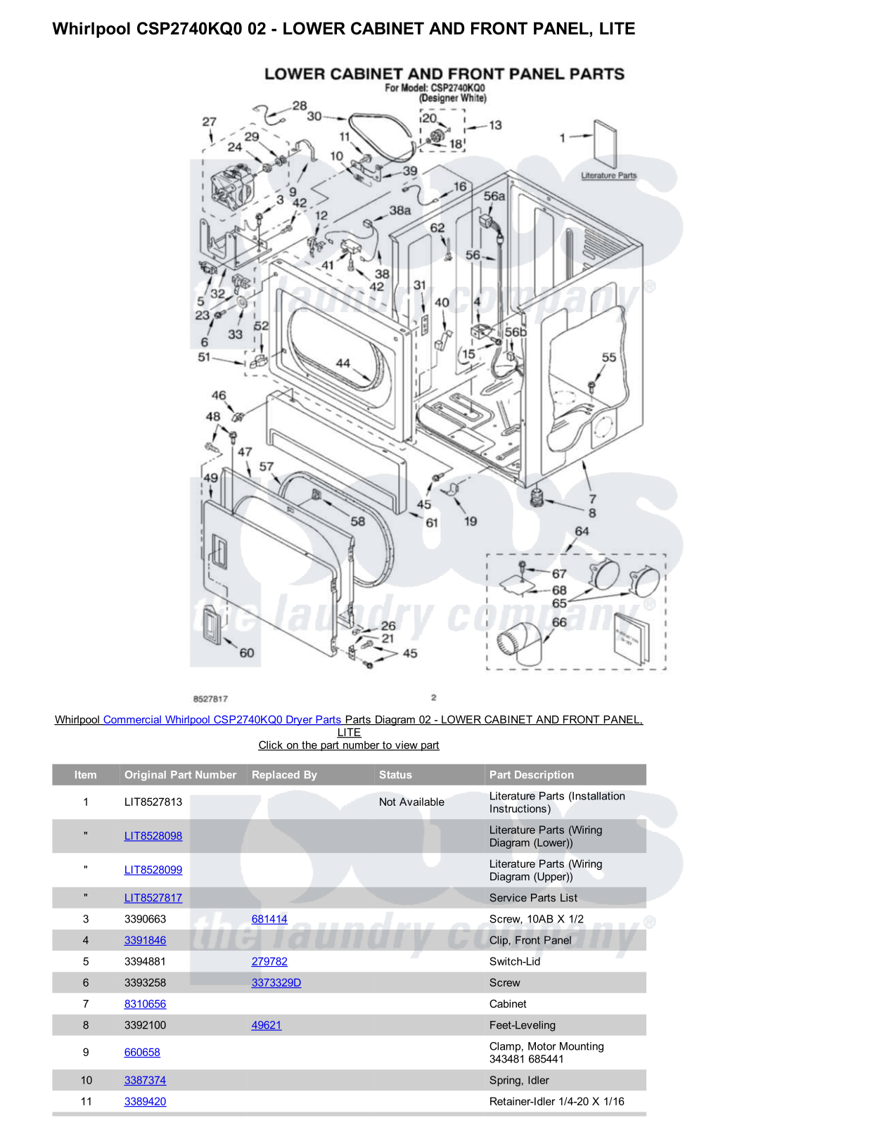 Whirlpool CSP2740KQ0 Parts Diagram