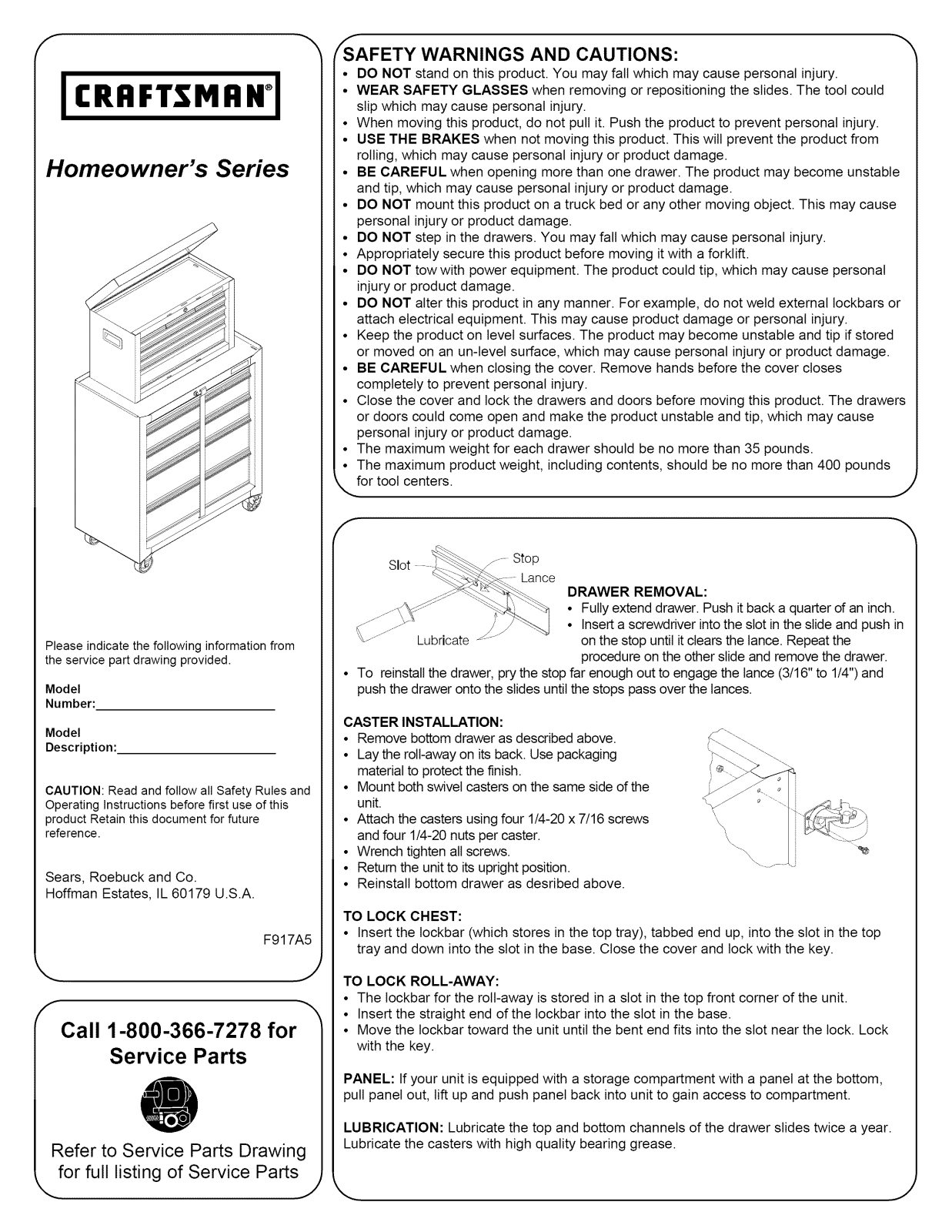 Craftsman 706317910, 706317920 Owner’s Manual