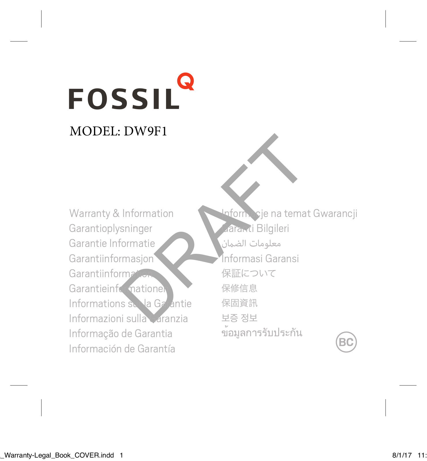 Fossil Group DW9 Users Manual