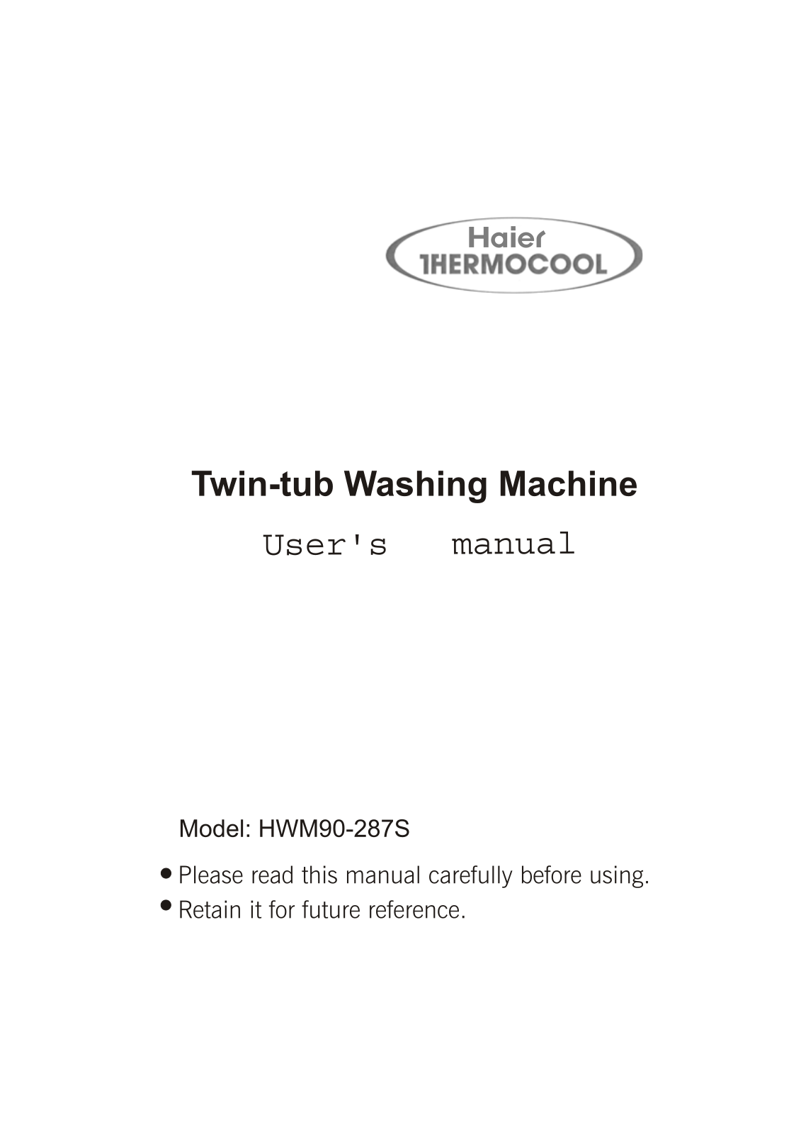 Haier HWM90-287S User Manual