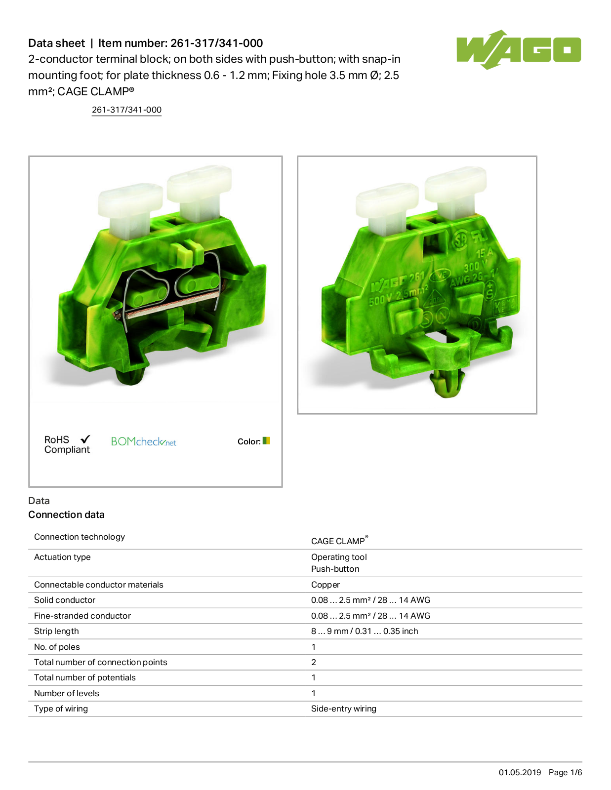 Wago 261-317/341-000 Data Sheet