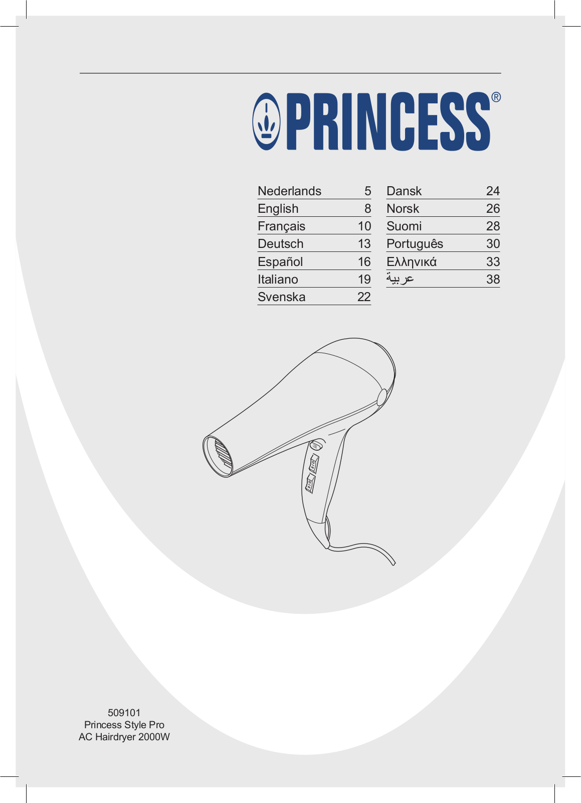 Princess 509101 Style Pro AC User Manual