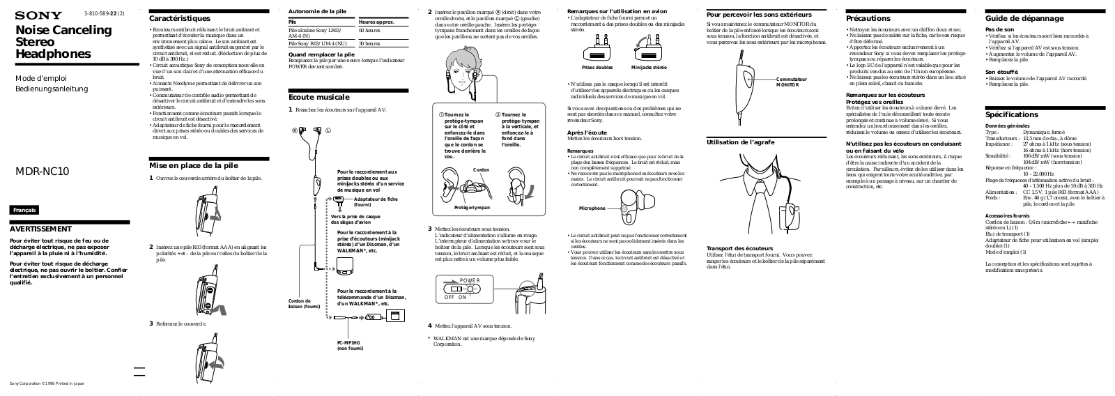 Sony MDR-NC10 User Manual