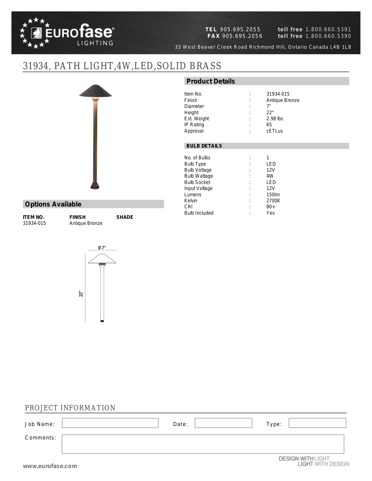 Eurofase XEO4485 Specifications - ManualMachine.com