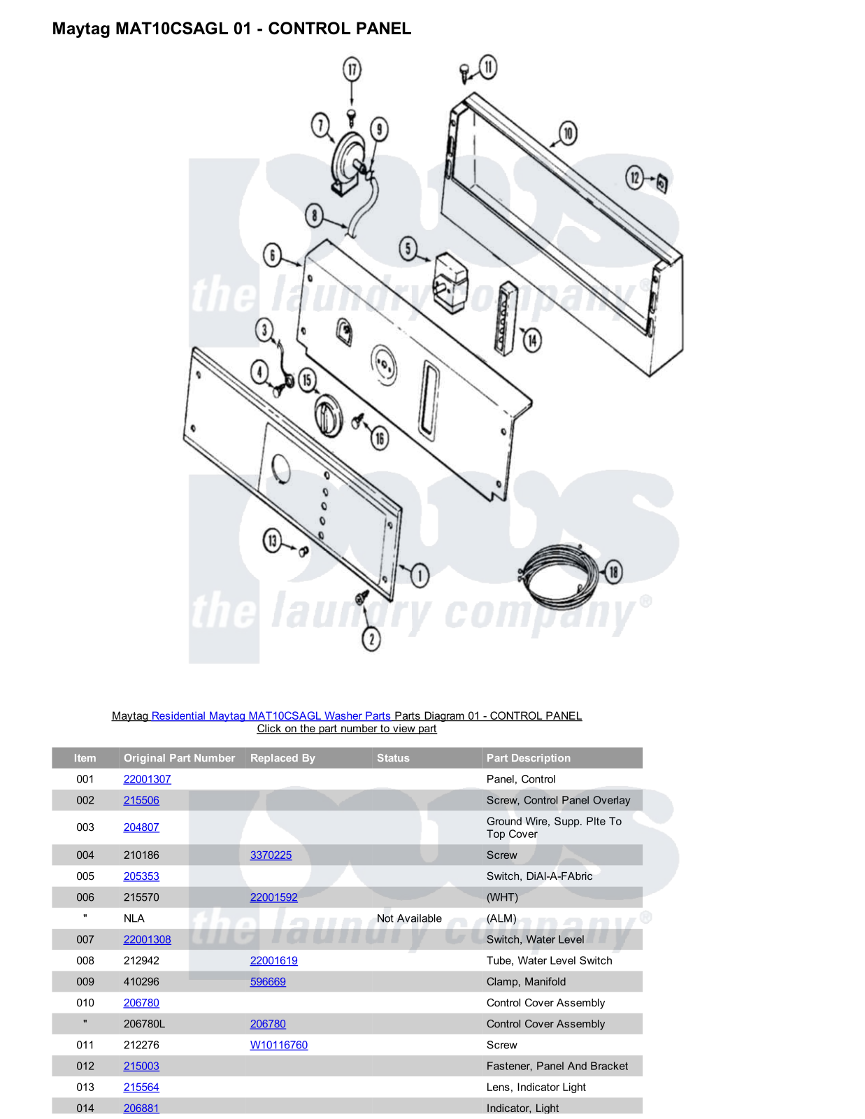 Maytag MAT10CSAGL Parts Diagram