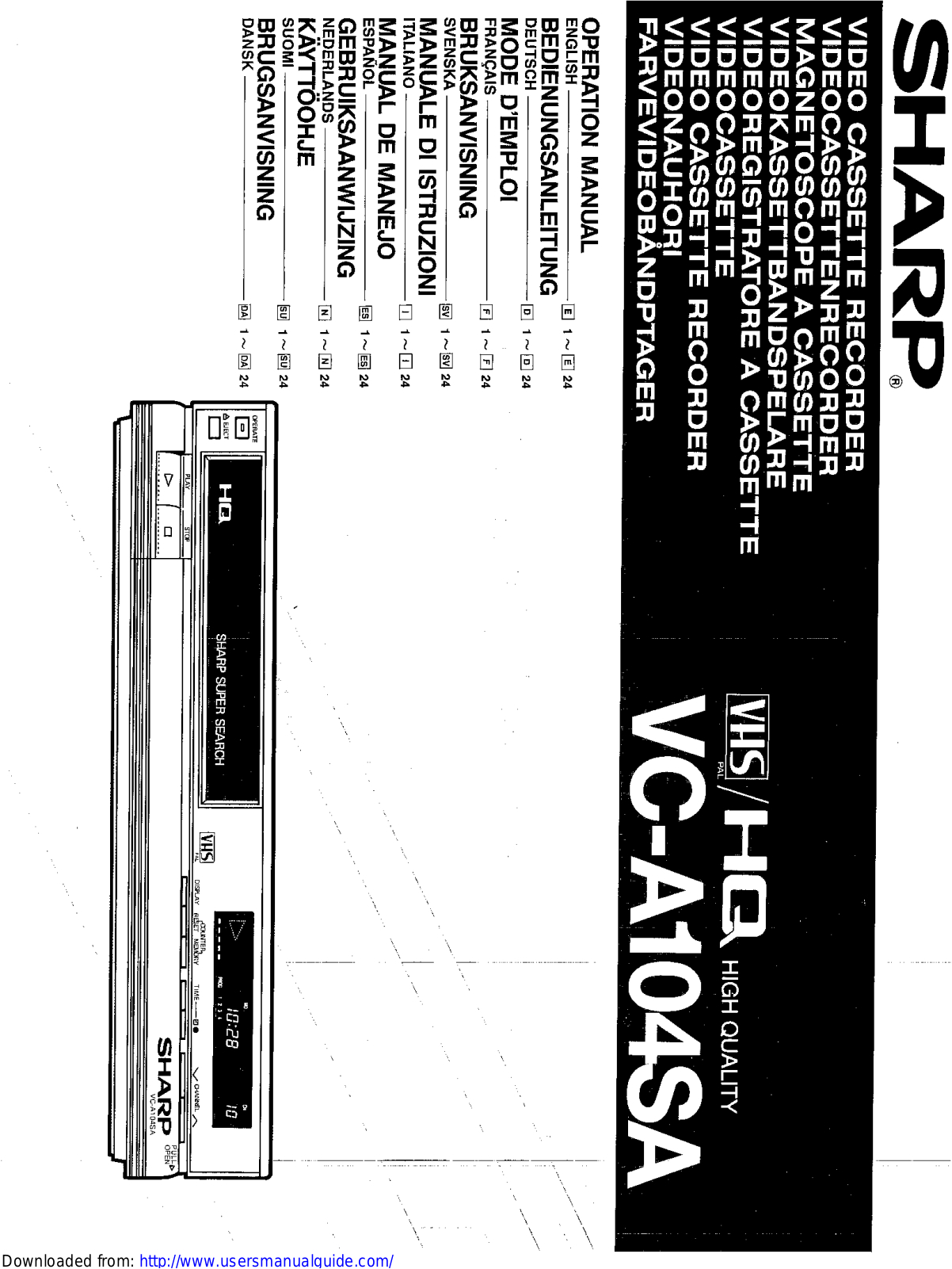 SHARP VC-A104SA User Manual