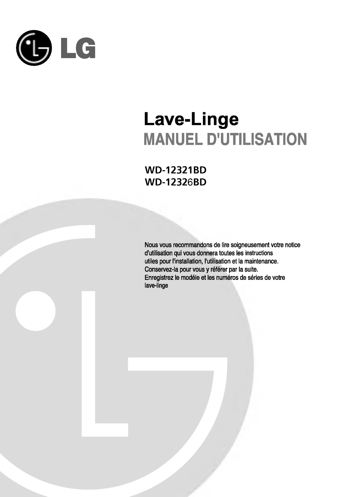 LG WD-12326BD User manual