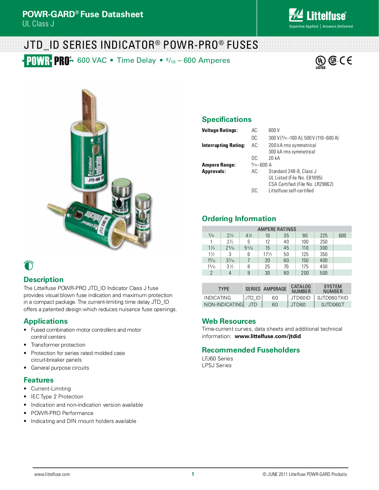 Littelfuse JTD_ID Series Catalog Page