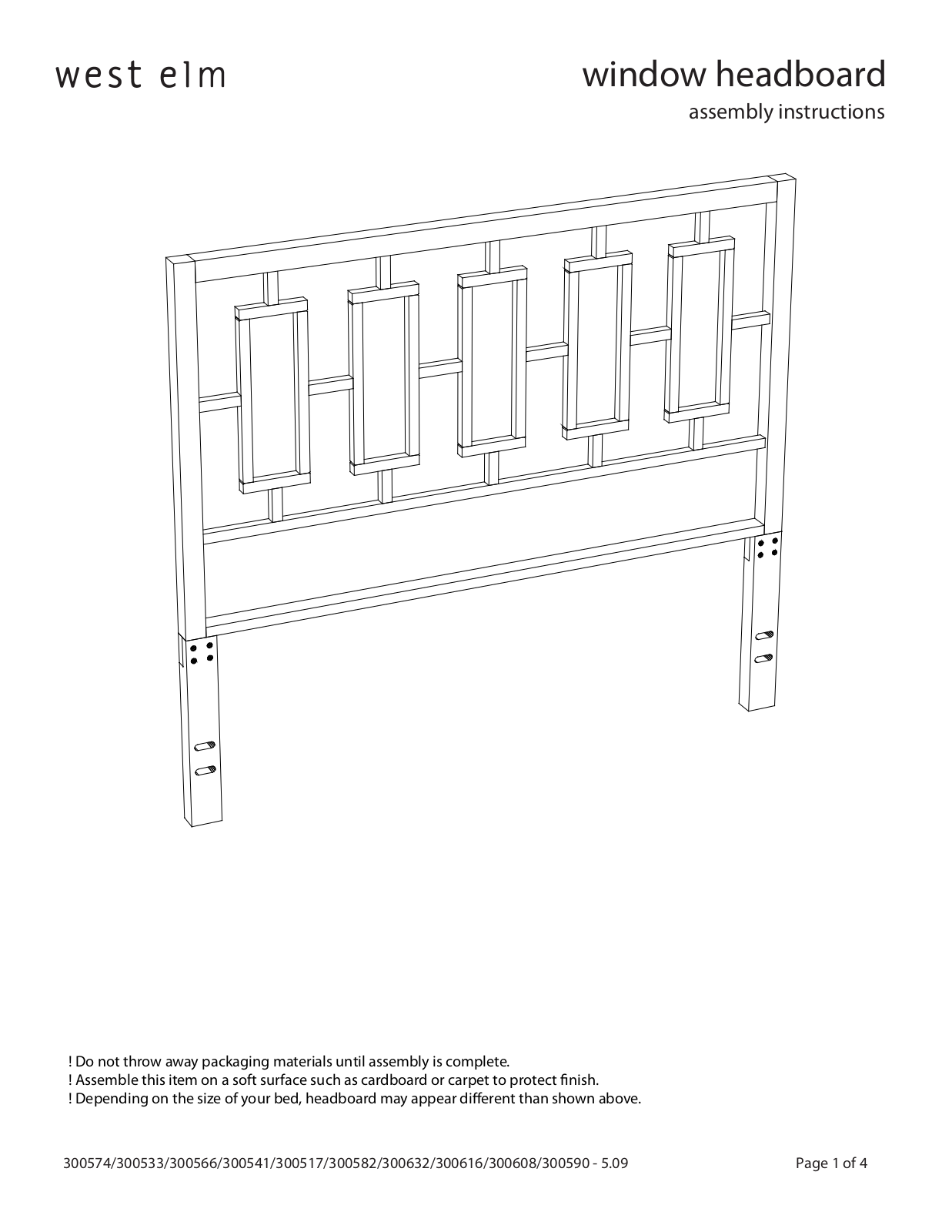 West Elm Window Headboard Assembly Instruction