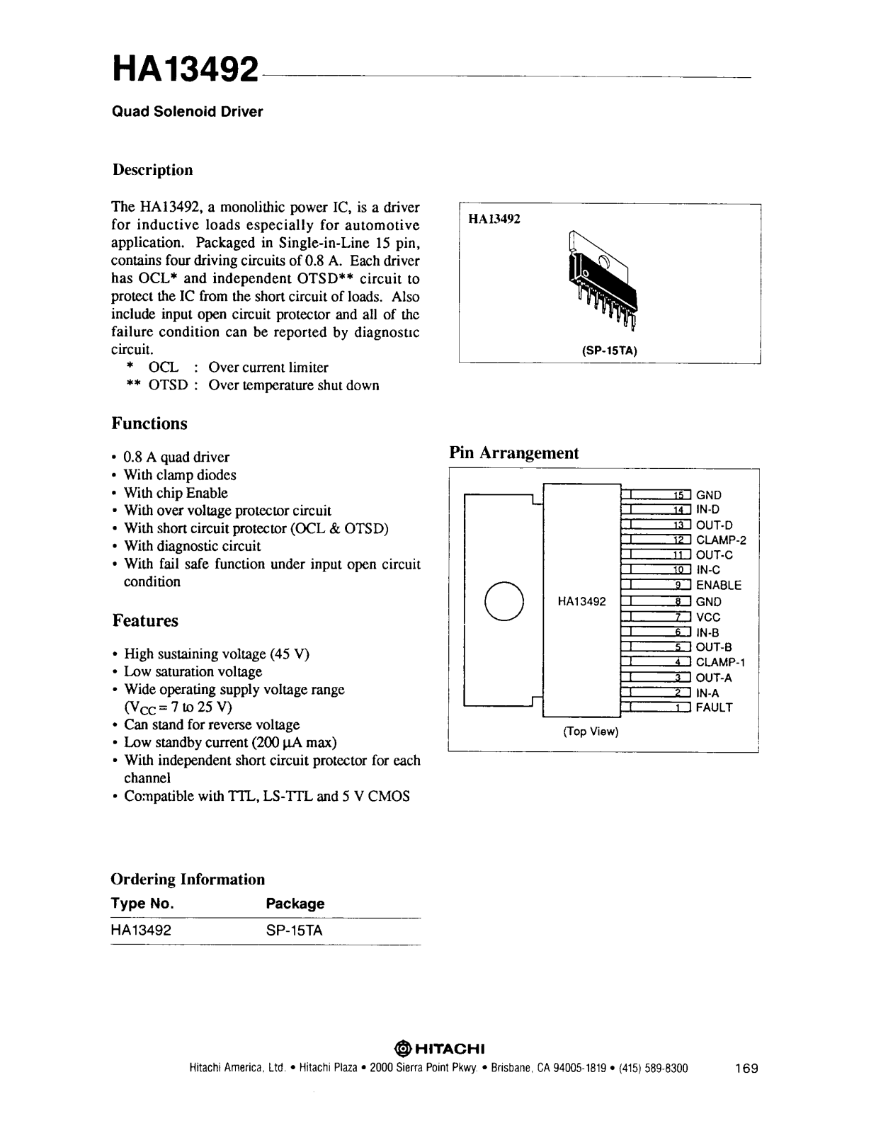 HIT HA13492 Datasheet