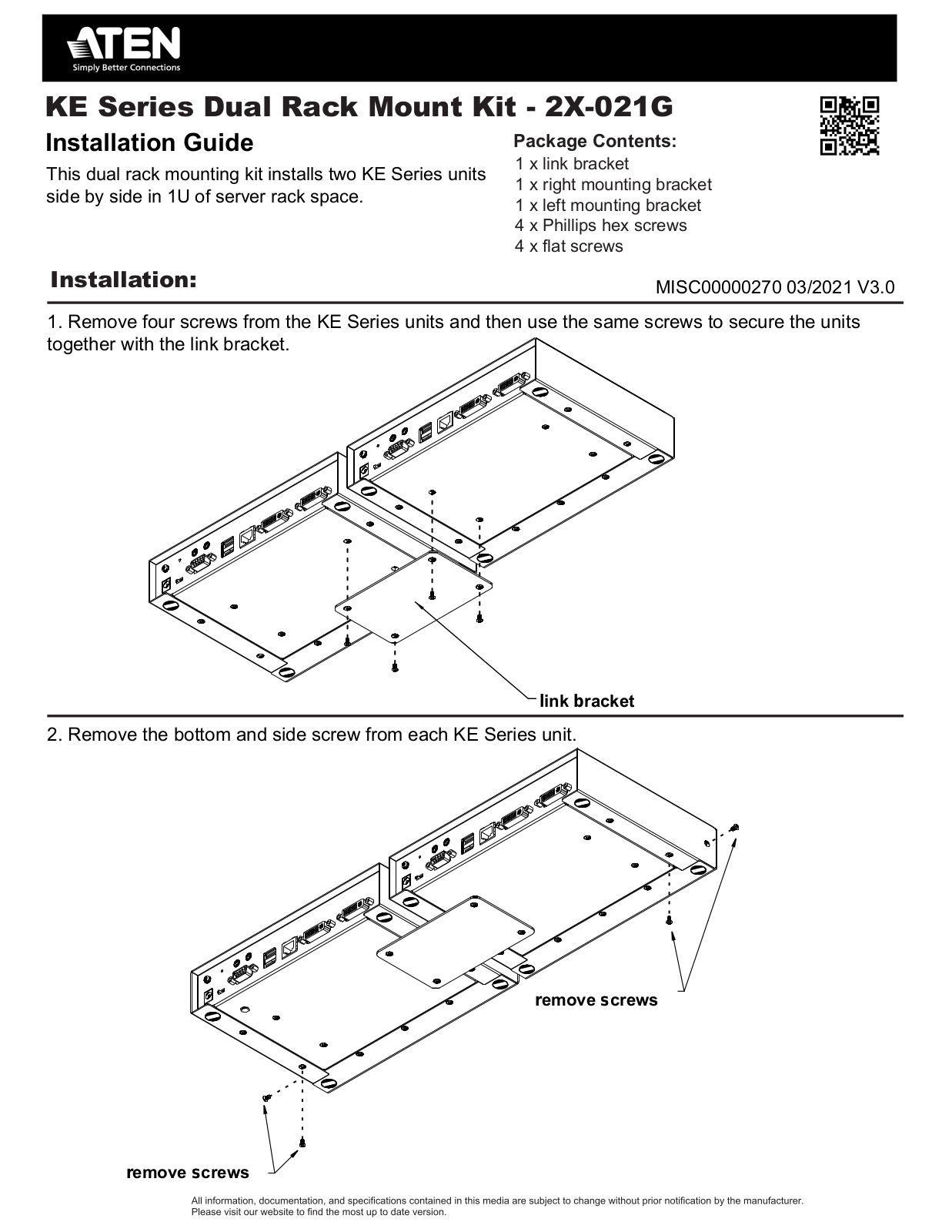 ATEN 2X-021G Installation Manual