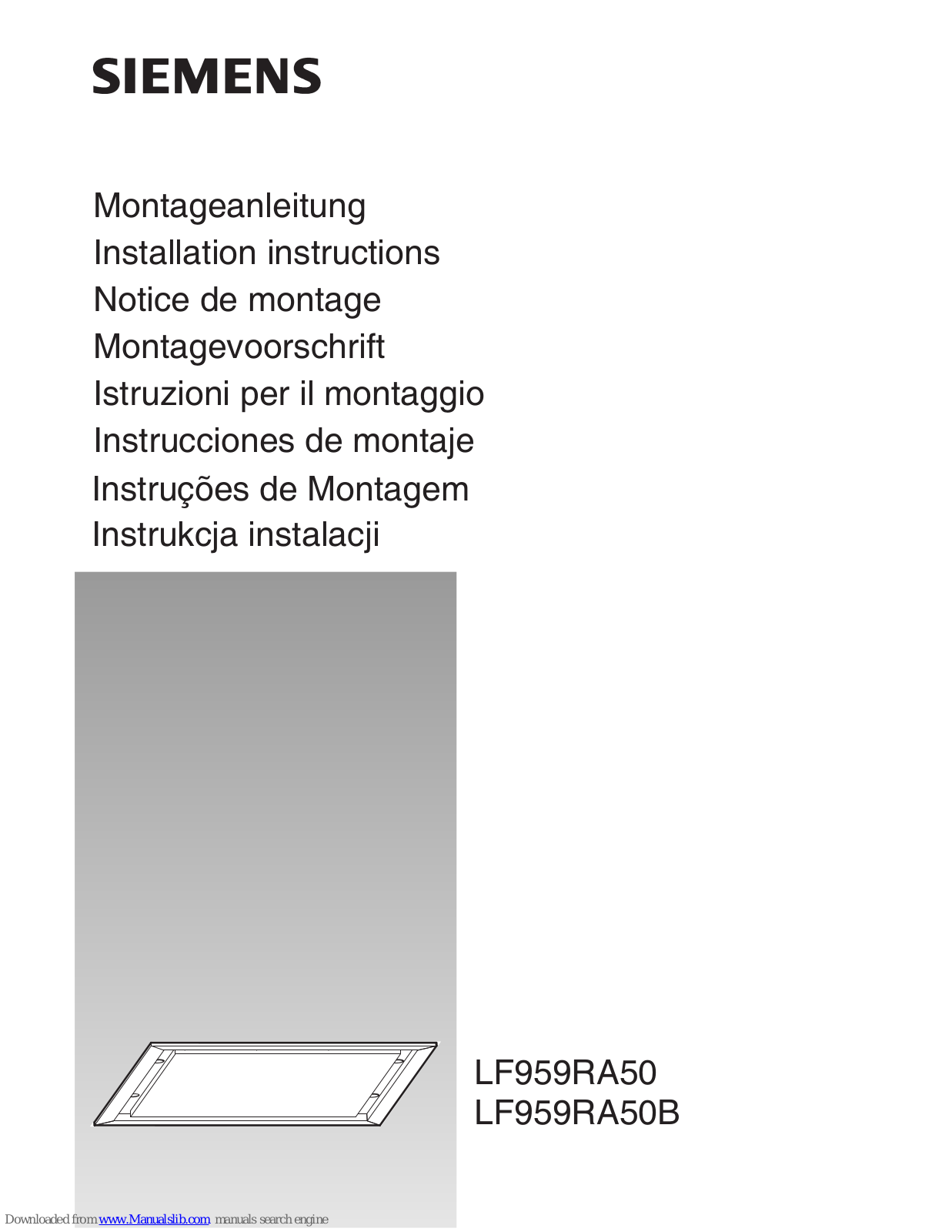 Siemens LF959RA50B, LF959RA50 Installation Instructions Manual