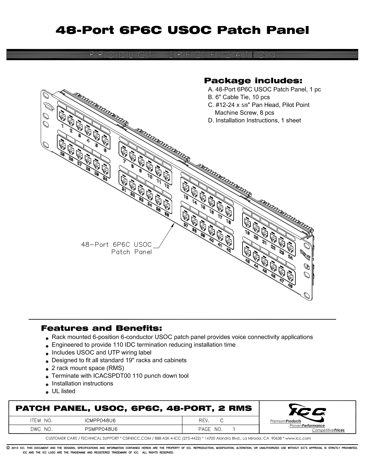 ICC ICMPP048U6 Specsheet