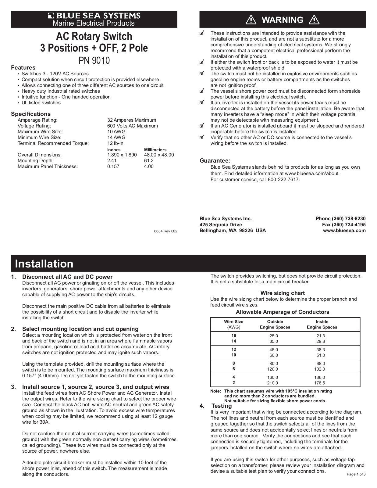 Blue Sea Systems PN9010 User Manual