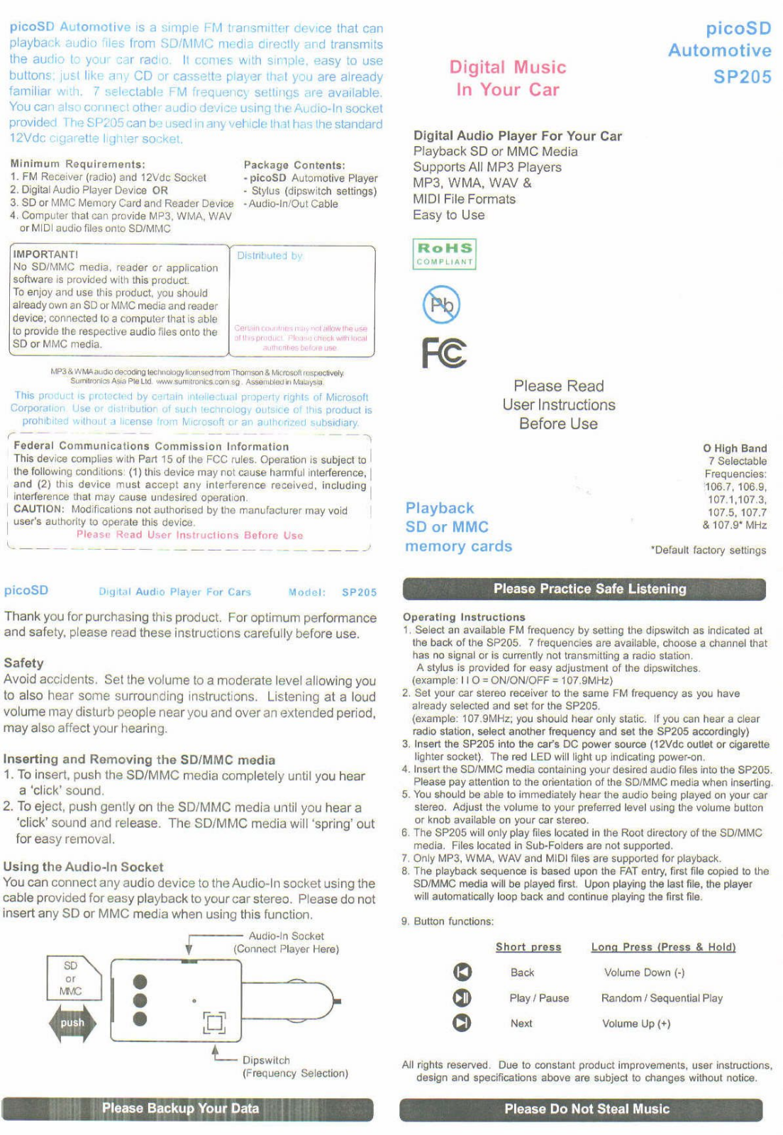 Sumitronics Asia SP205 Users Manual - ManualMachine.com