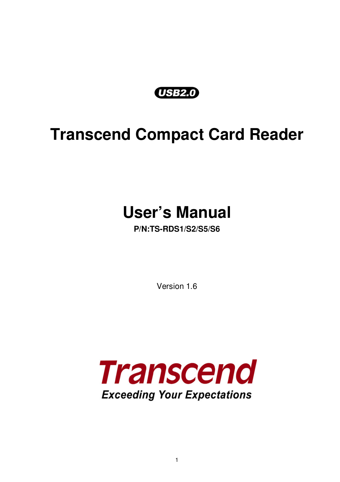 Transcend Information RDS1, RDS2, RDS5, RDS6 User Manual