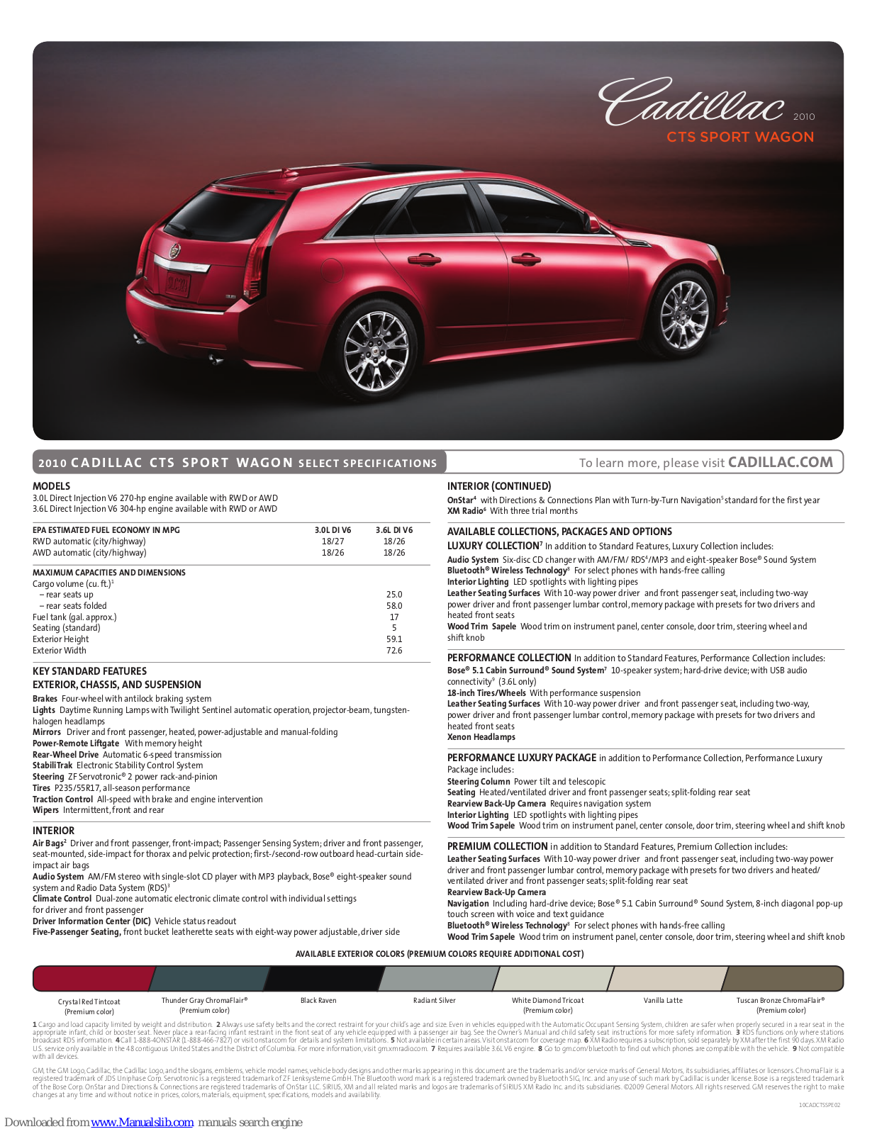 Cadillac CTS SPORT WAGON - BROCHURE 2010, 2010 CTS SPORT WAGON Brochure