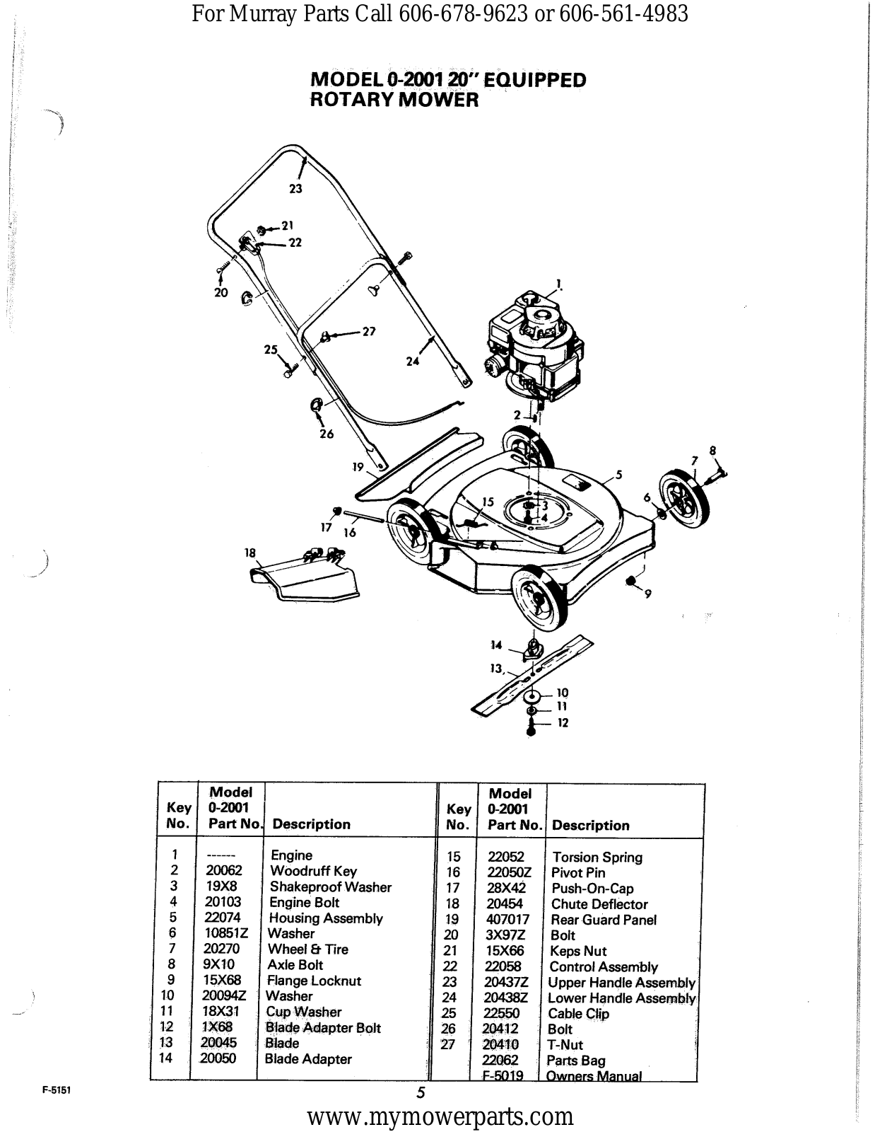 Murray 80-2001 Parts List