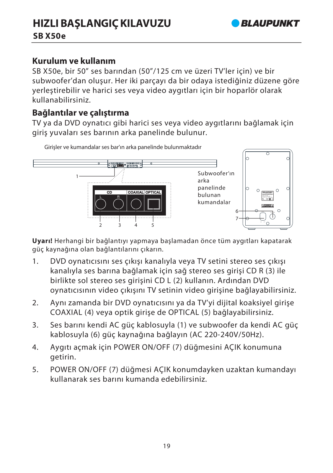 Blaupunkt SB X50e Quick Start Guide