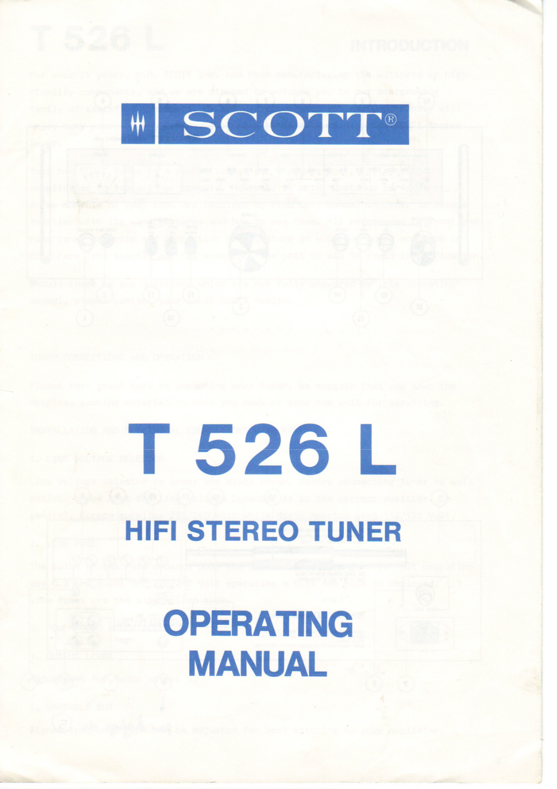 Scott T526L, Tuner T526L Owners Manual