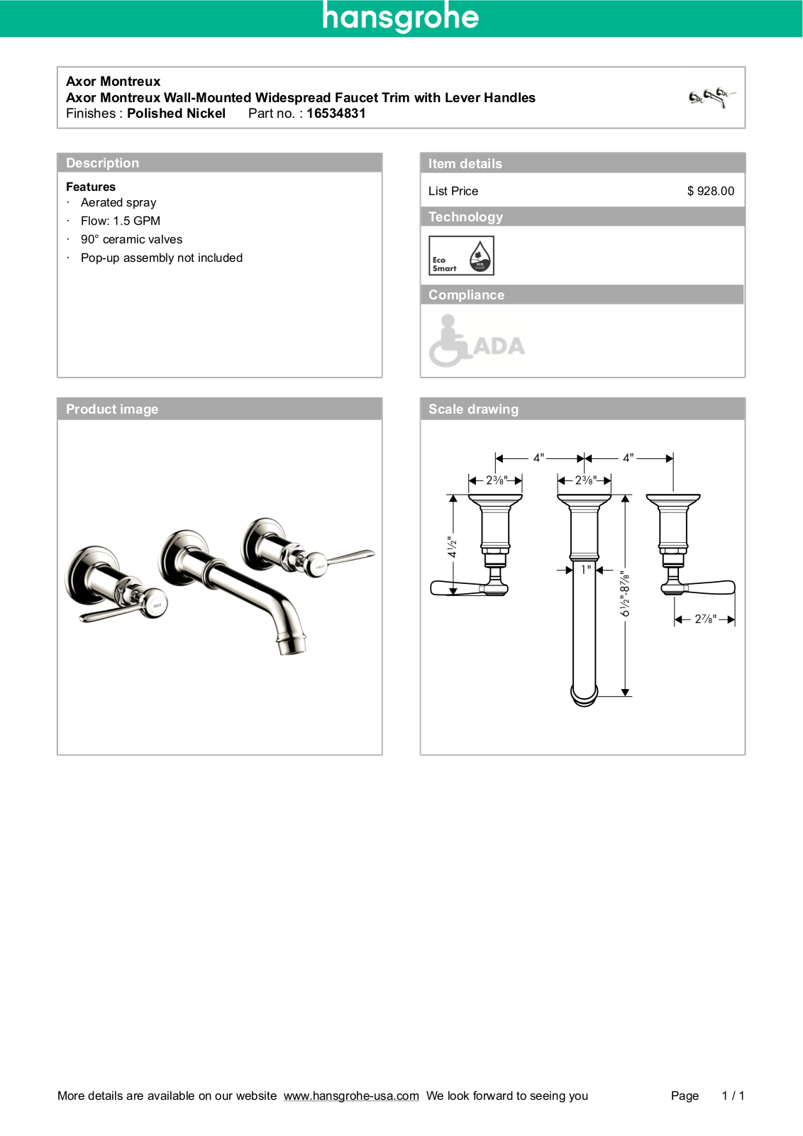 Axor HAN3208 Specifications - ManualMachine.com
