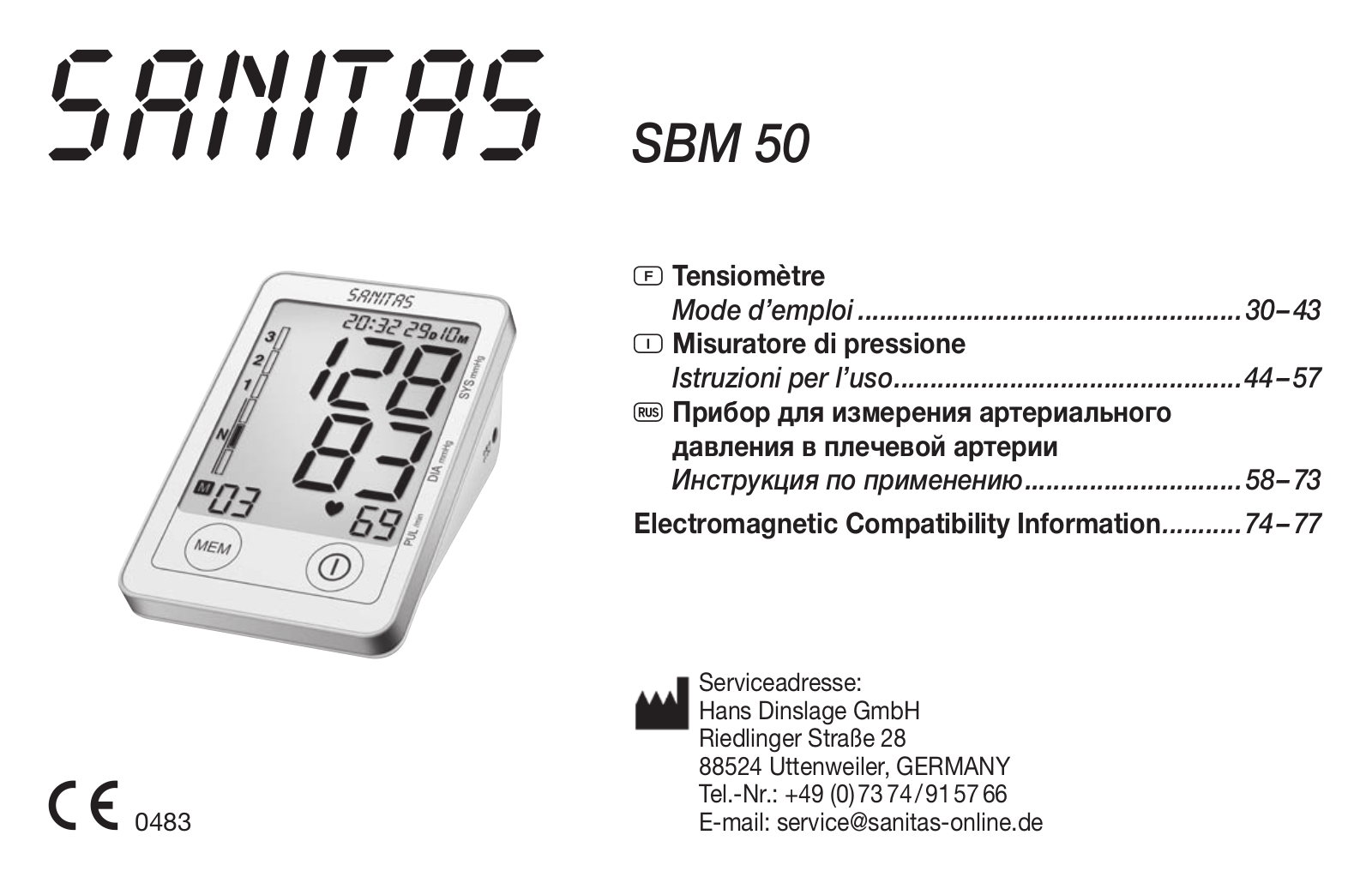 Sanitas SBM 50 User guide