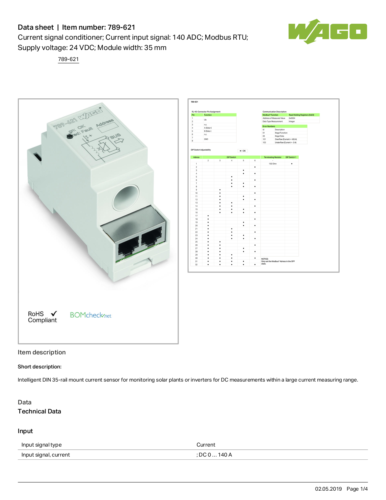 Wago 789-621 Data Sheet