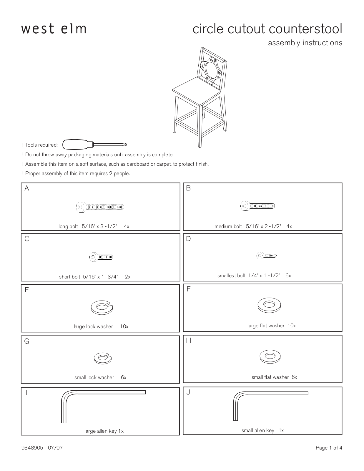 West Elm Circle Cutout Counterstool Assembly Instruction