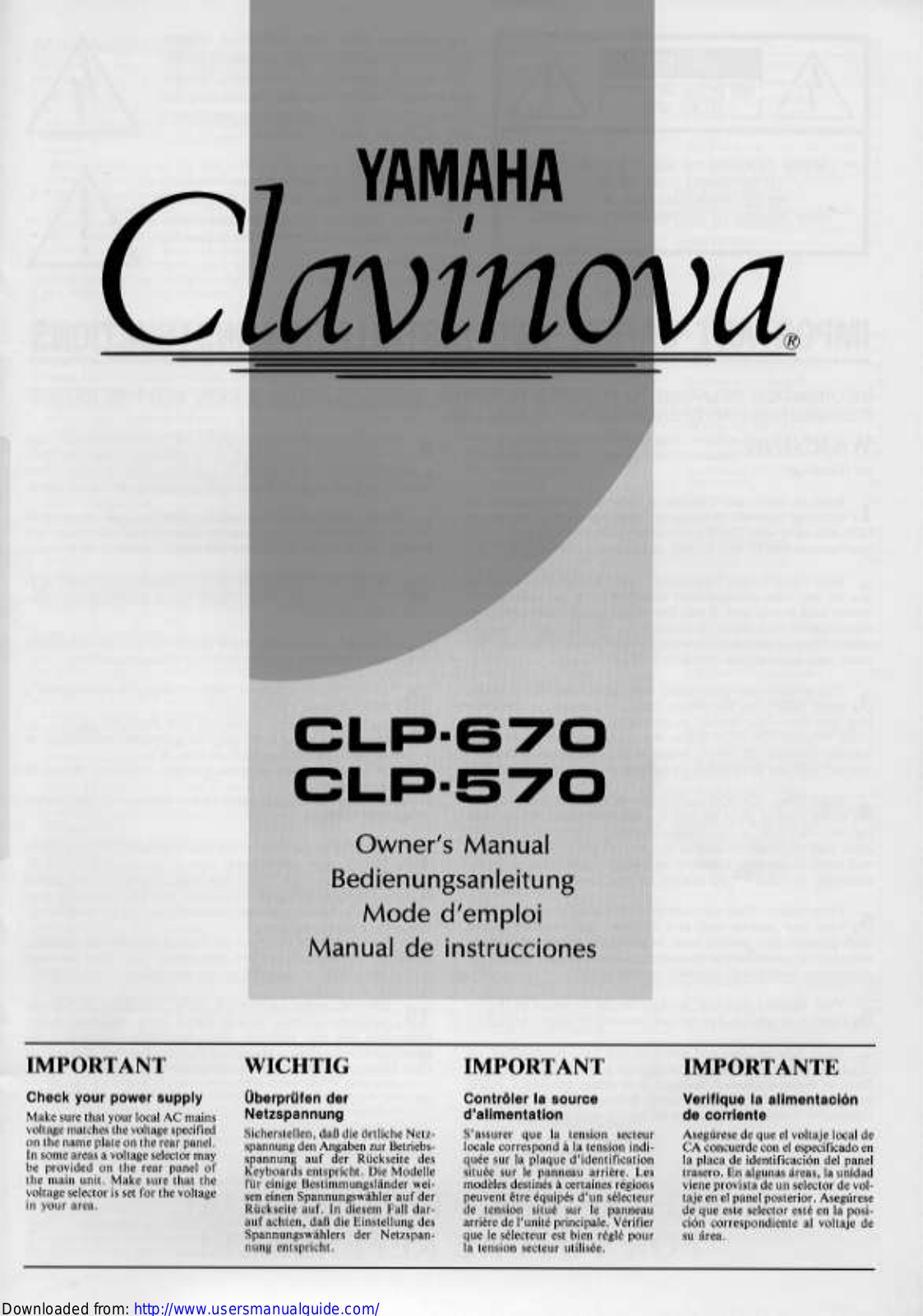 Yamaha Audio CLP-670, CLP-570 User Manual