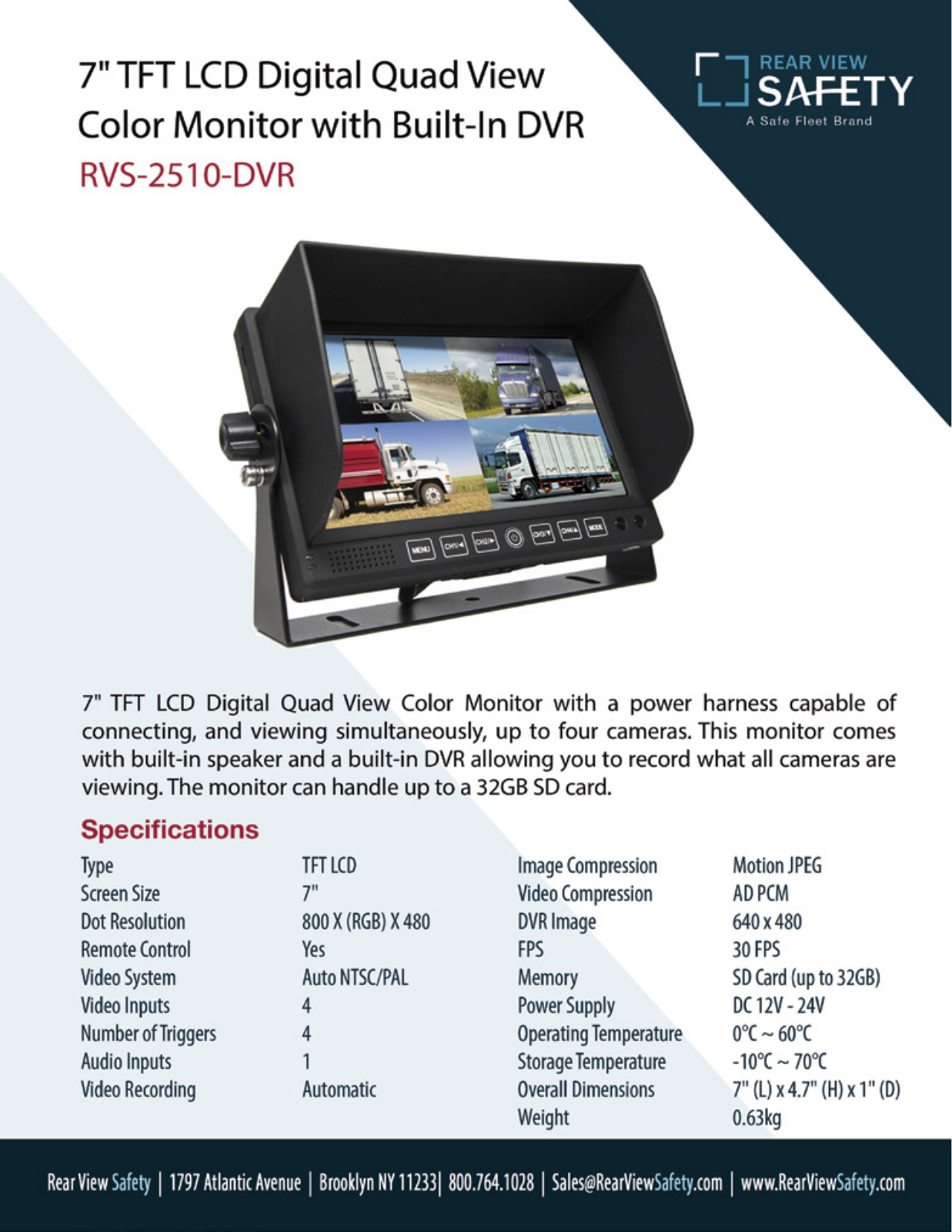 RVS Systems RVS-2510-DVR Specsheet