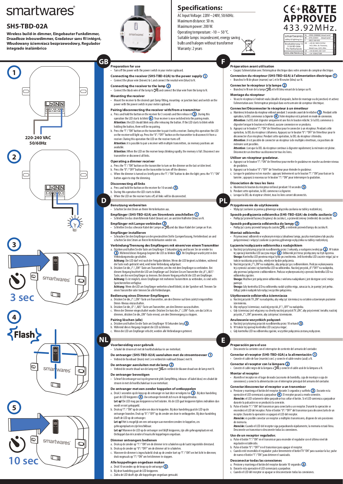 Smartwares SH5-TBD-02A User Manual