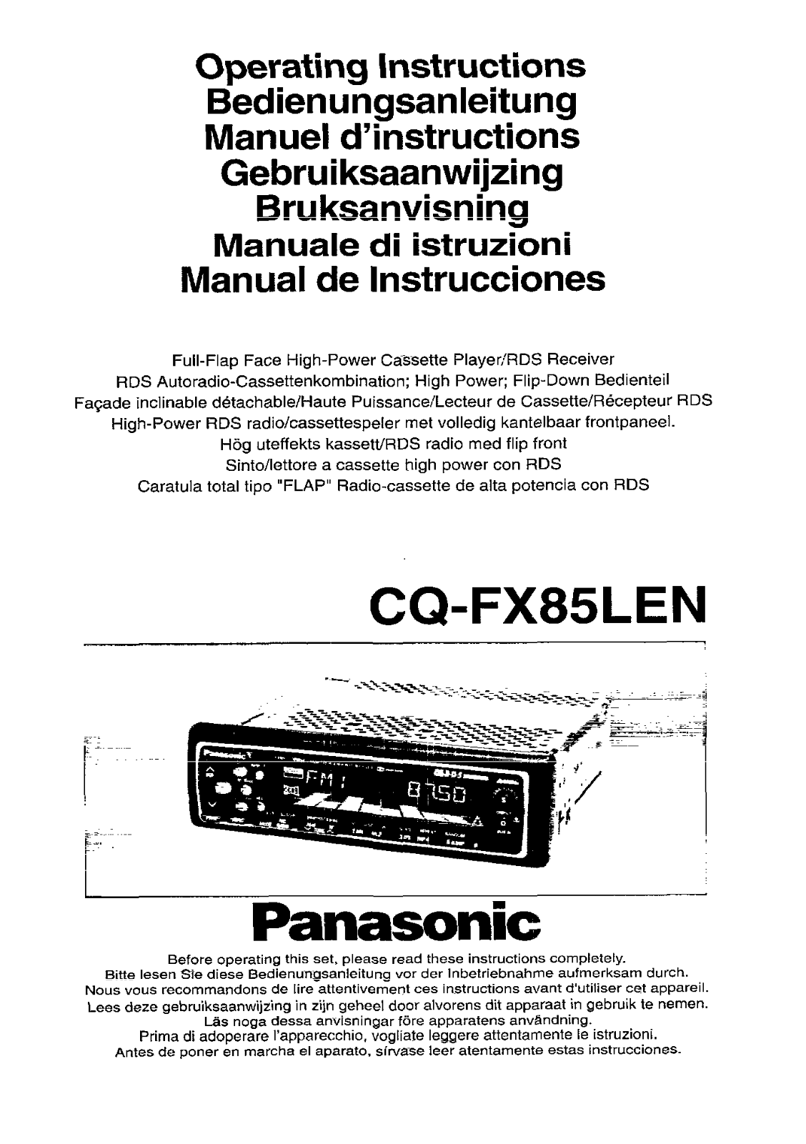 Panasonic CQ-FX85L User Manual