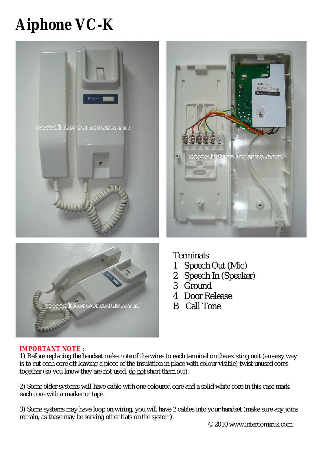 Aiphone VC-K Instruction Manual