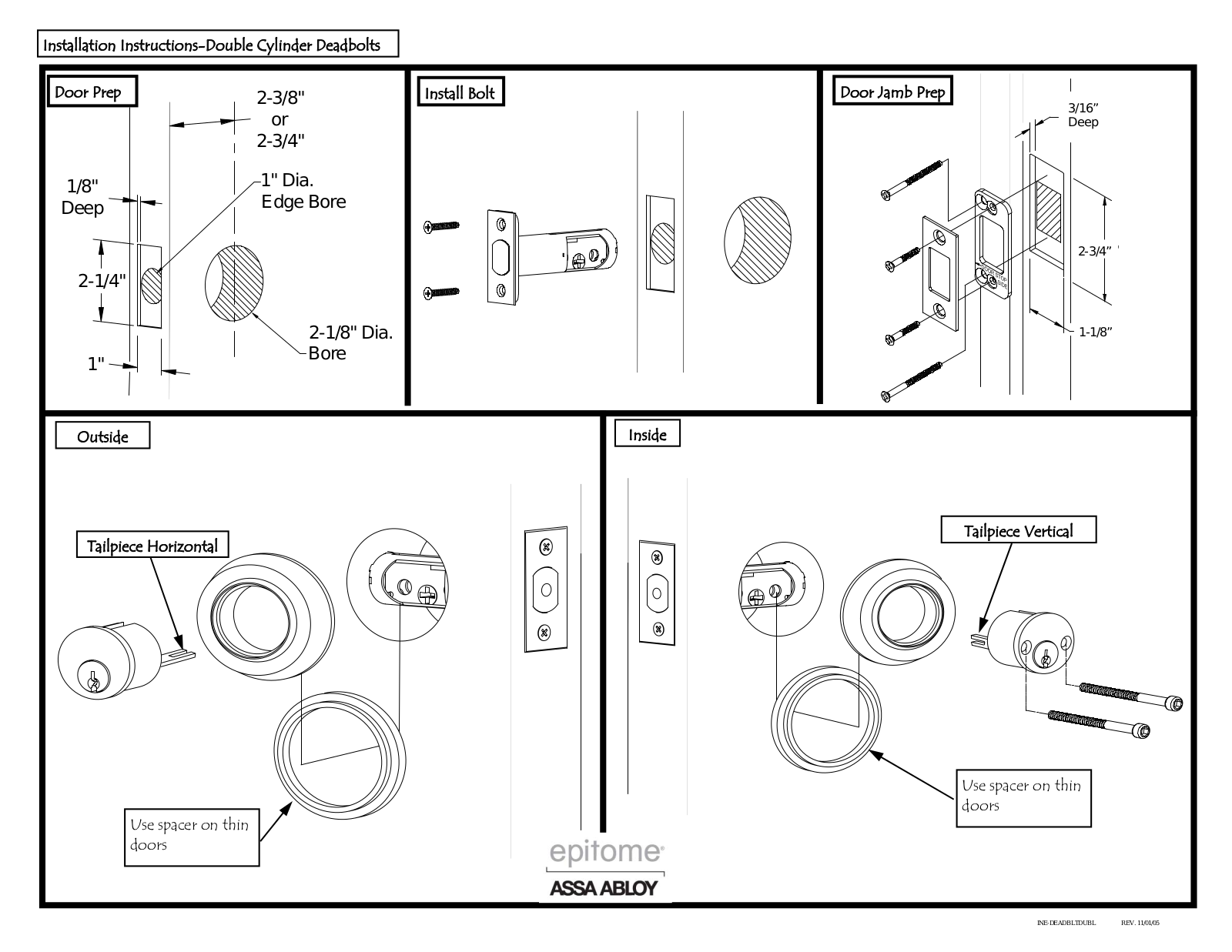 Emtek Deadbolt Double Cylinder User Manual