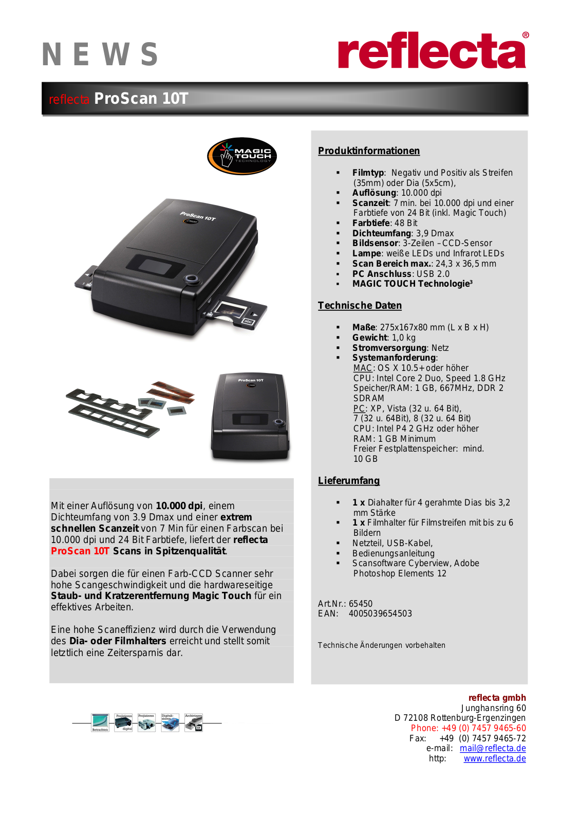 Reflecta ProScan 10T User Manual