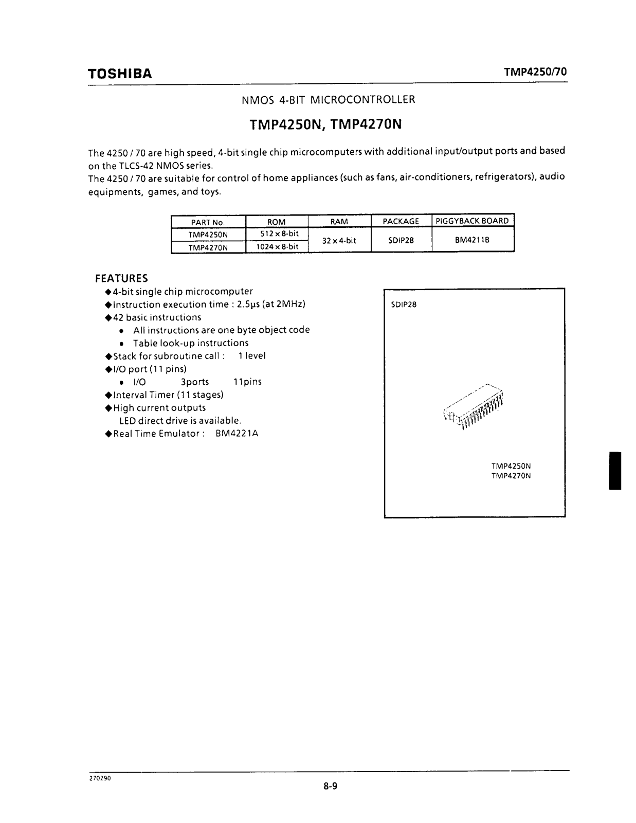 Toshiba TMP4270N Datasheet