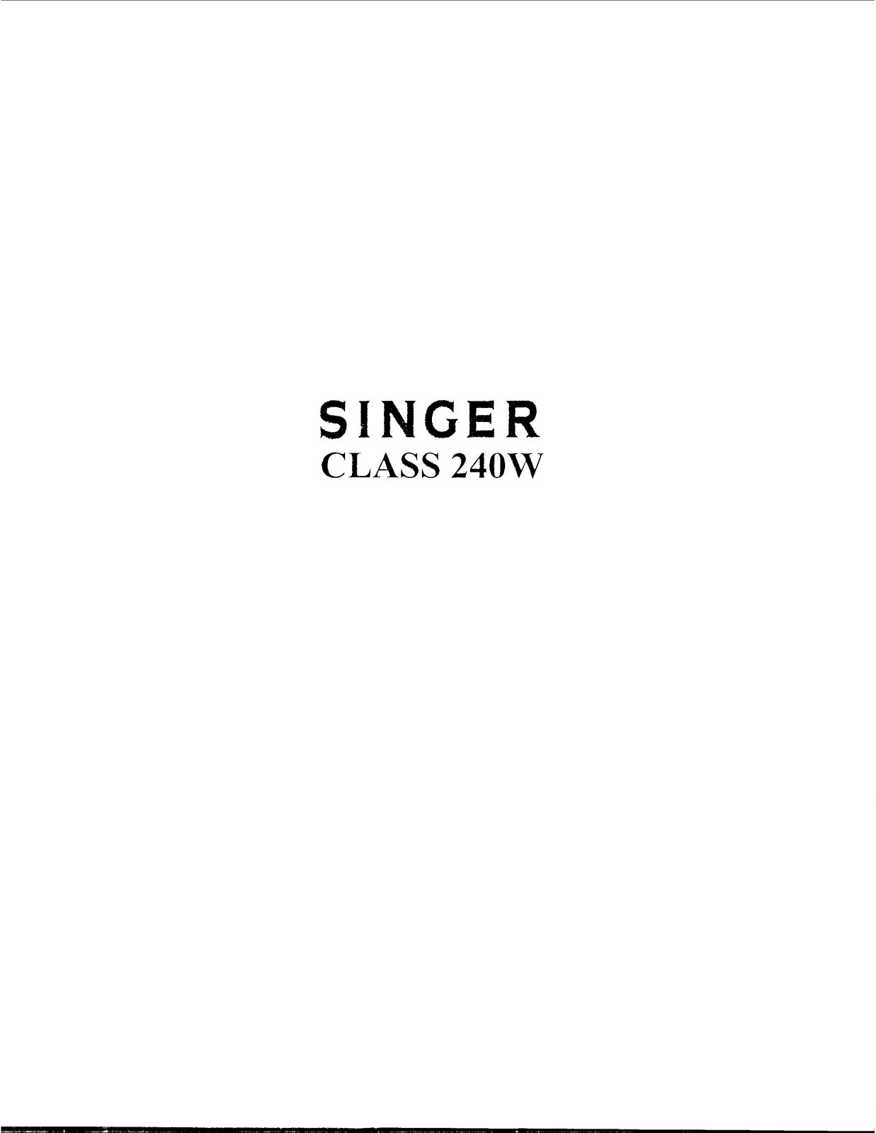 Singer 240W User Manual