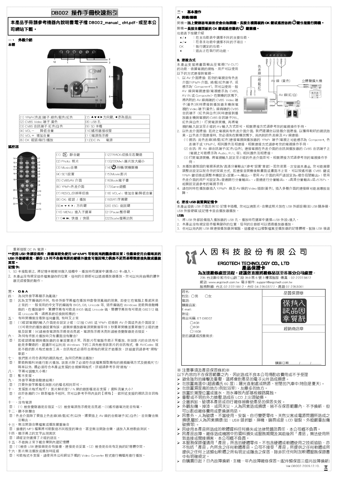 Ergotech DB002 Quick Start Guide